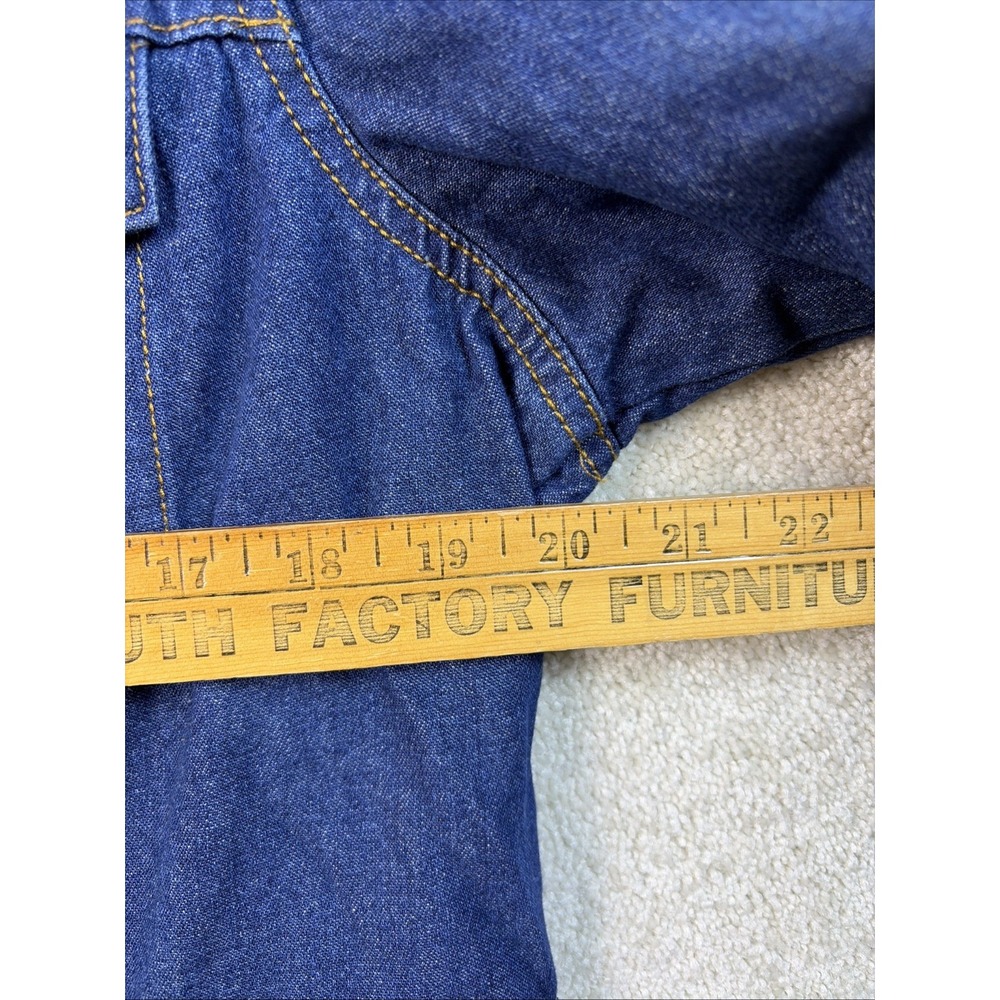 Frye Denim Dress Wmn Large Blue Cinch Waist Pockets Button Front Cottagecore NEW - Picture 6 of 7